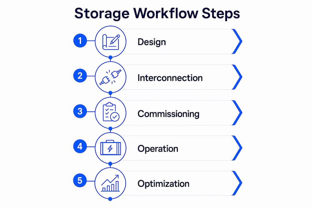 Infographic illustrating step-by-step storage workflow