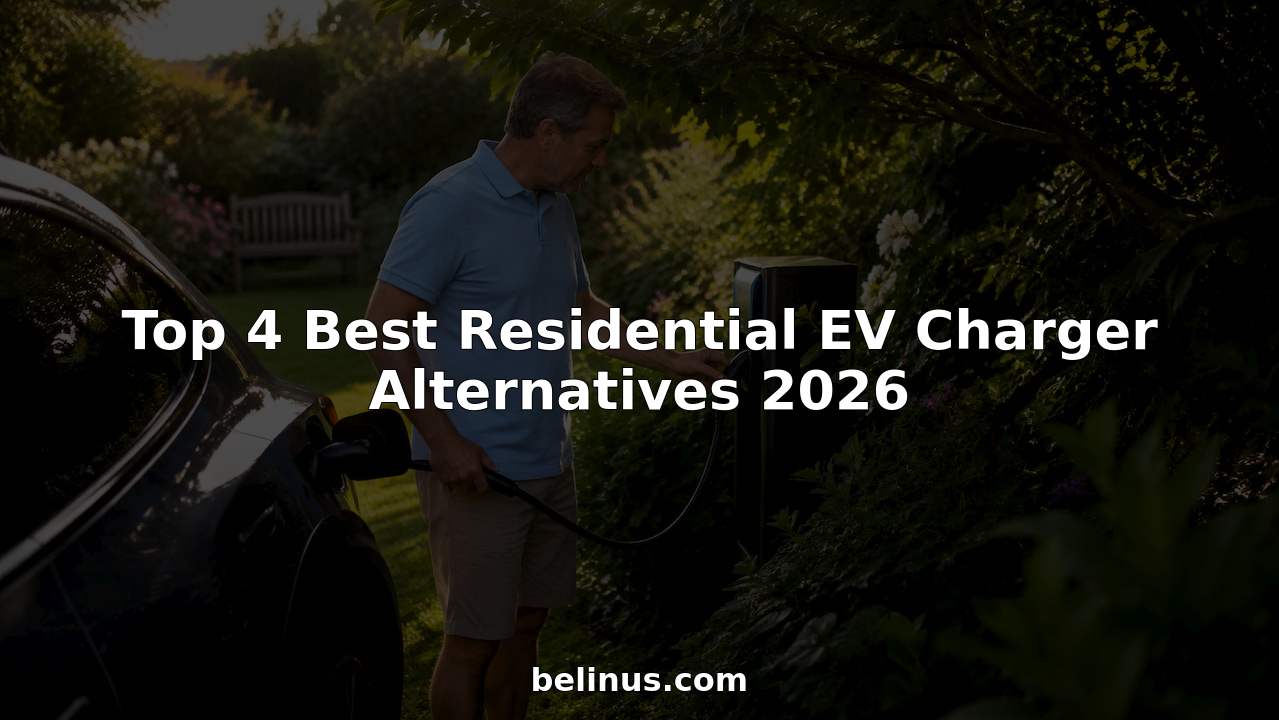 Man using home residential EV charger on car