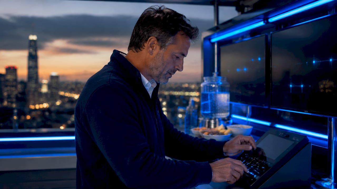Engineer operating energy automation control panel