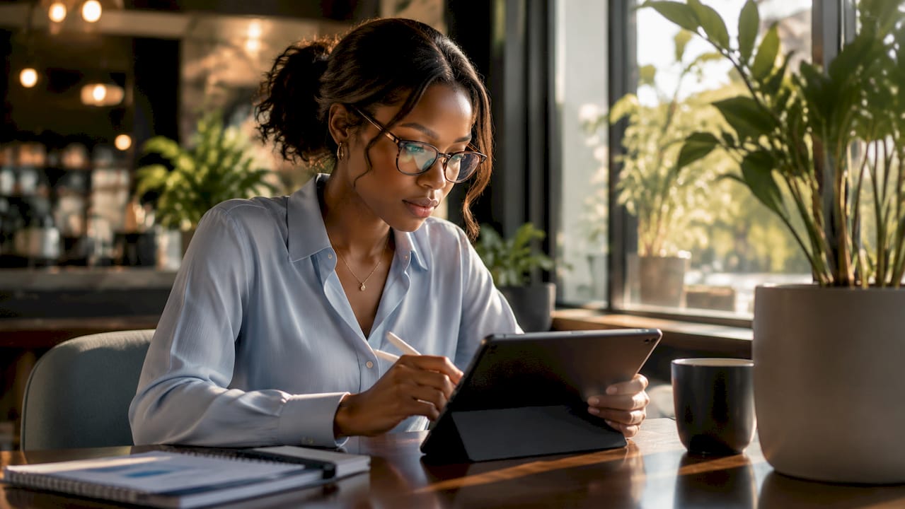 Female analyst monitoring AI energy systems data