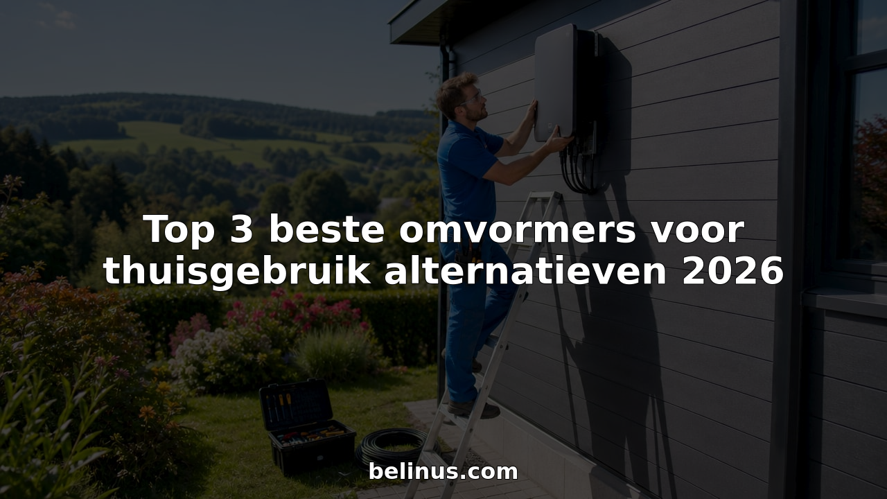 Een monteur is bezig met het plaatsen van een omvormer voor zonnepanelen aan de buitenkant van een woning.