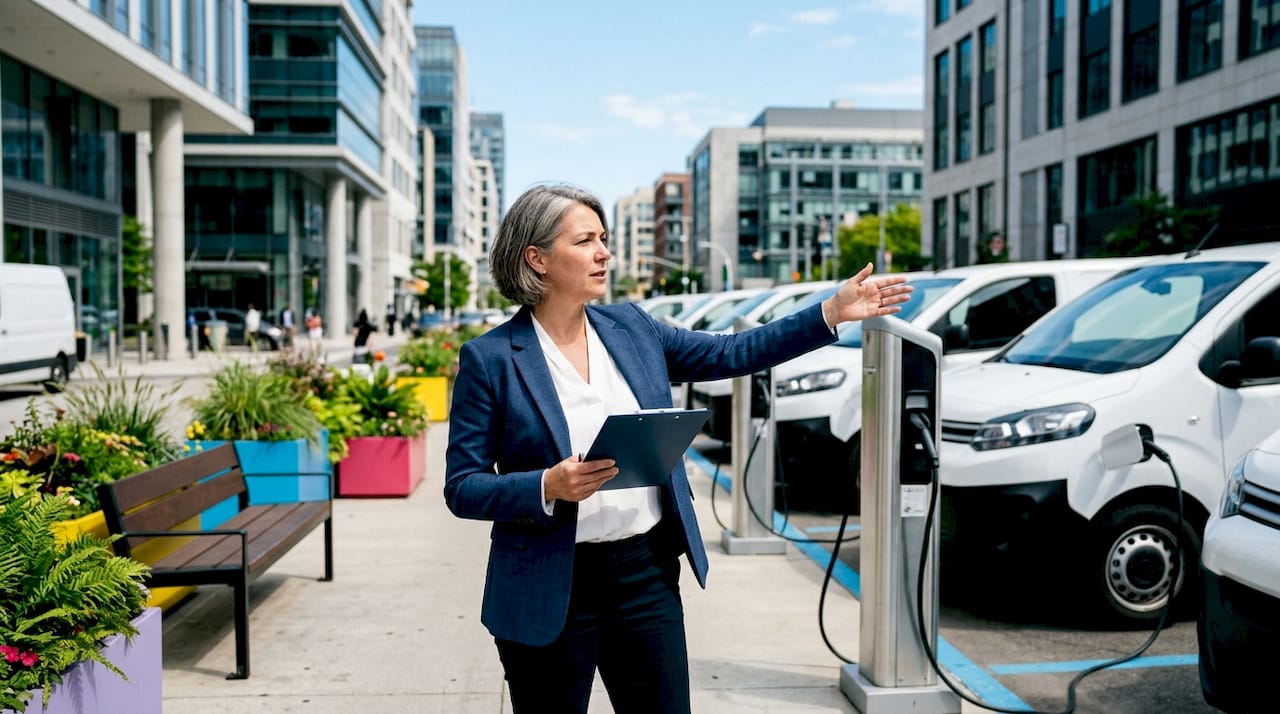 Fleet manager overseeing electric vehicle charging