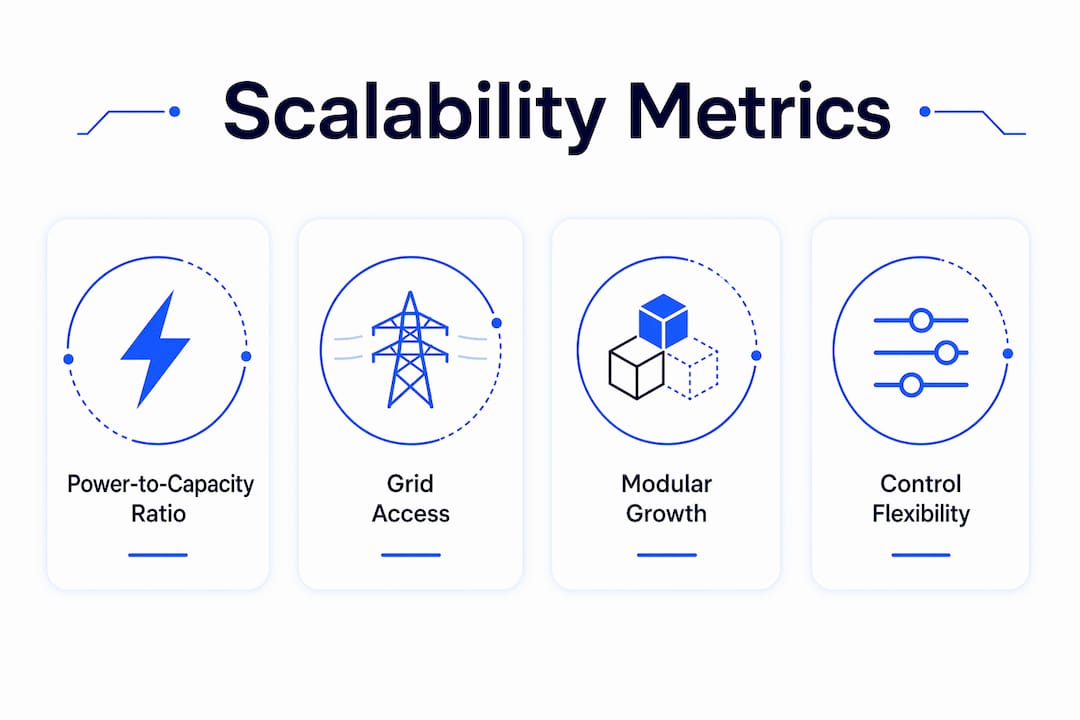 Infographic presenting key energy system scalability metrics
