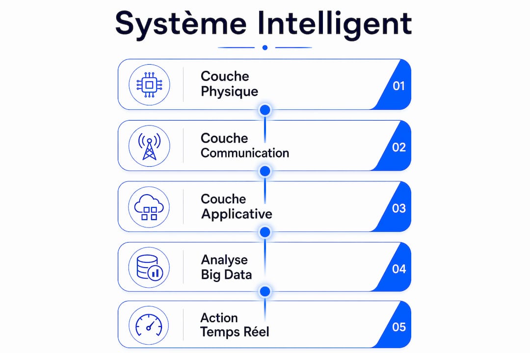 Présentation visuelle des principales étapes d’un système énergétique intelligent
