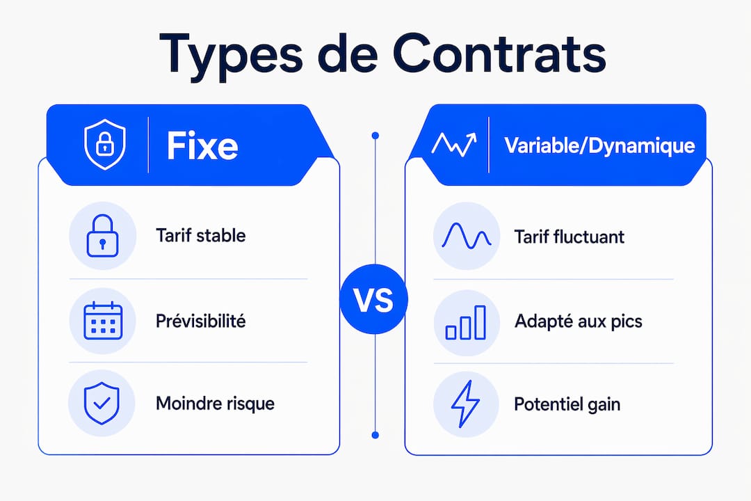 Comparatif visuel des différents types de contrats