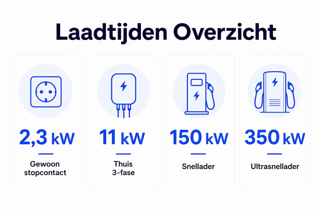 Overzicht van laadtijden per laadpaaltype in één oogopslag