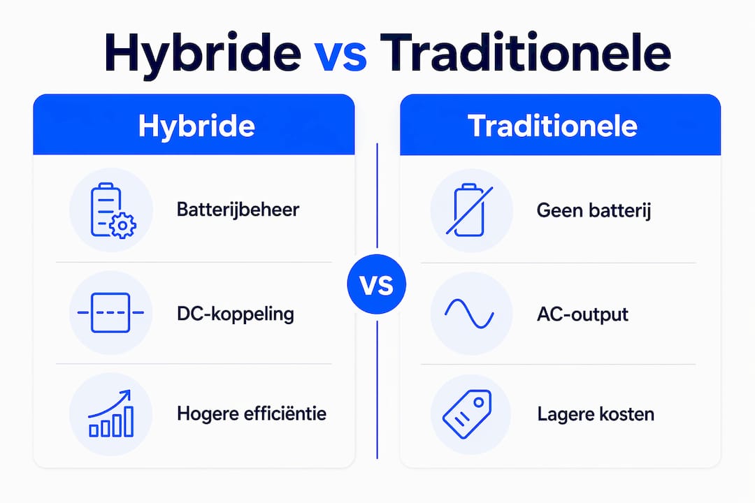 Overzicht: hybride omvormers versus traditionele omvormers