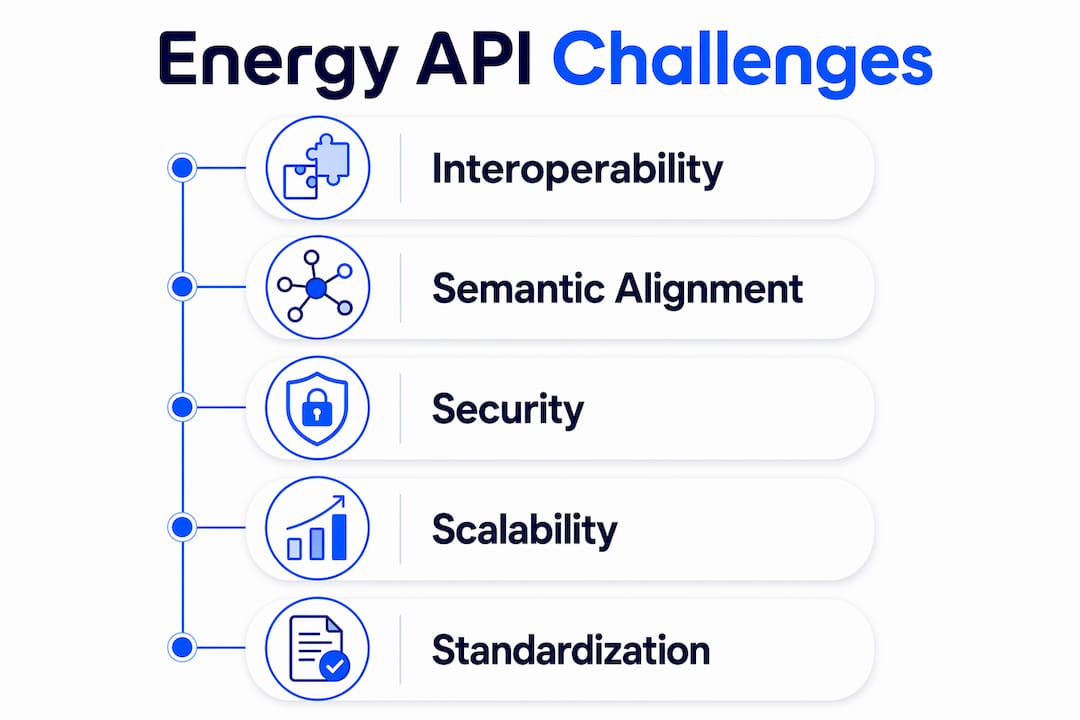 Infographic showing key challenges of energy RESTful APIs