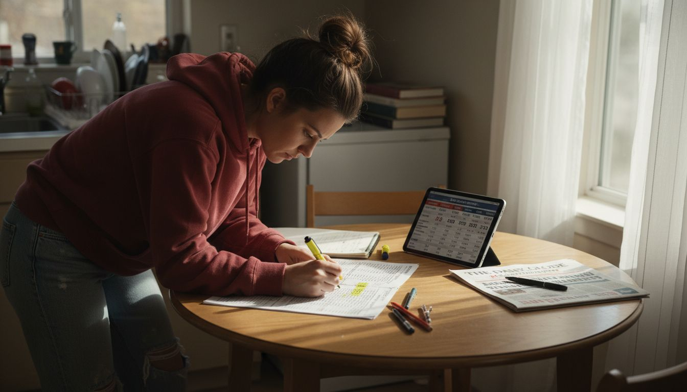 Woman analyzing sports betting strategies