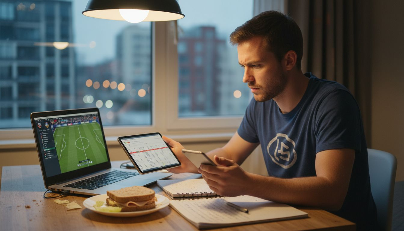 Analyst comparing live soccer and tennis bets