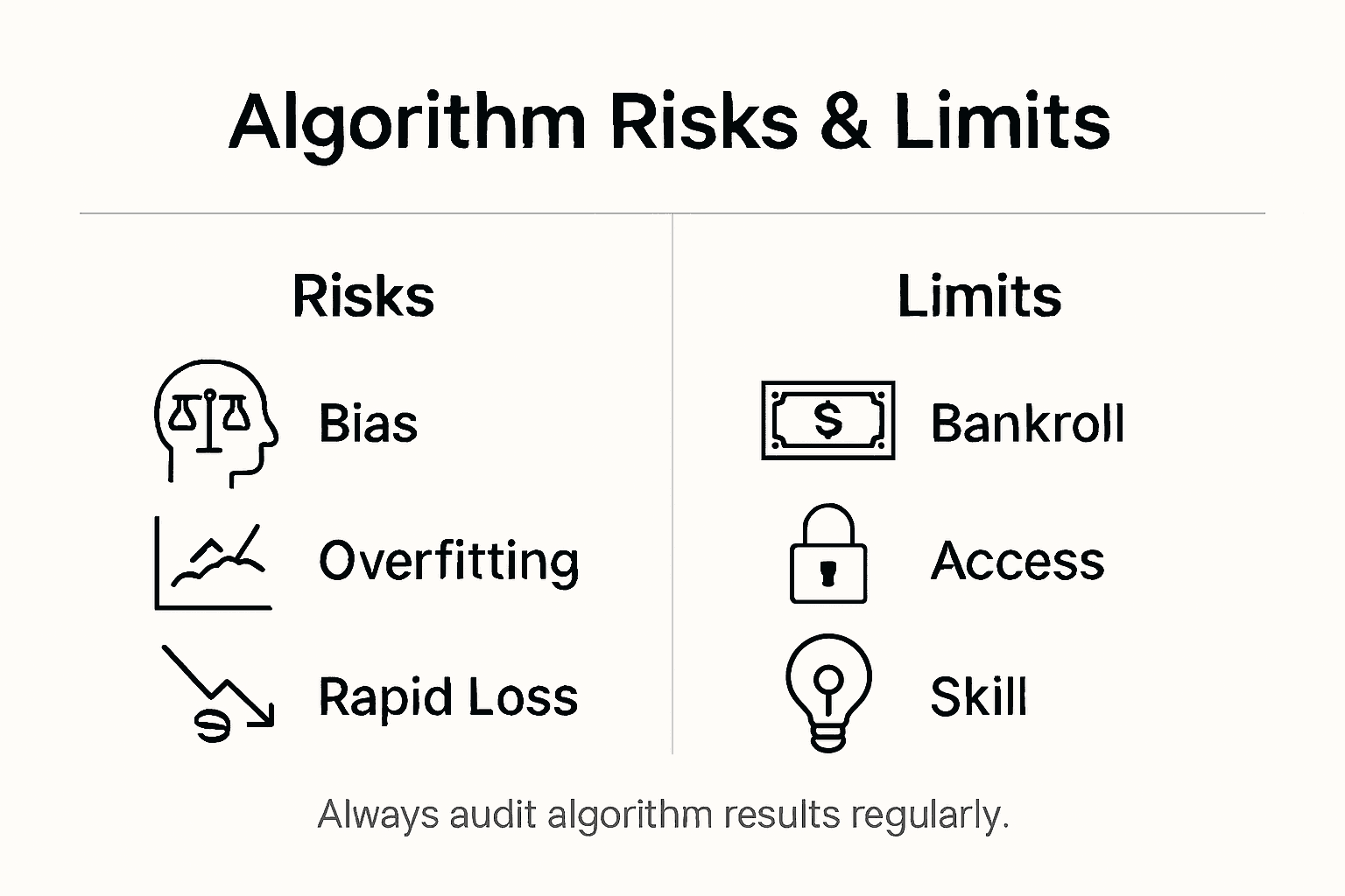 Infographic showing betting algorithm risks and limits