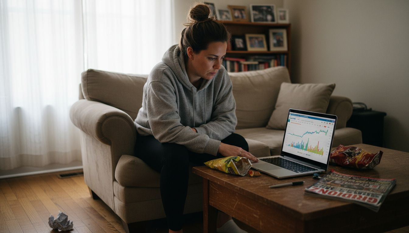Sports bettor examining trend analysis graphs