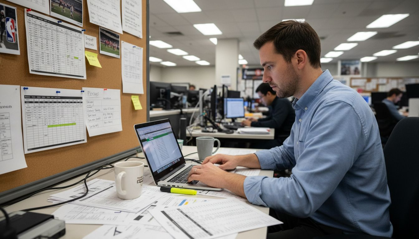 Analyst checking player prop statistics