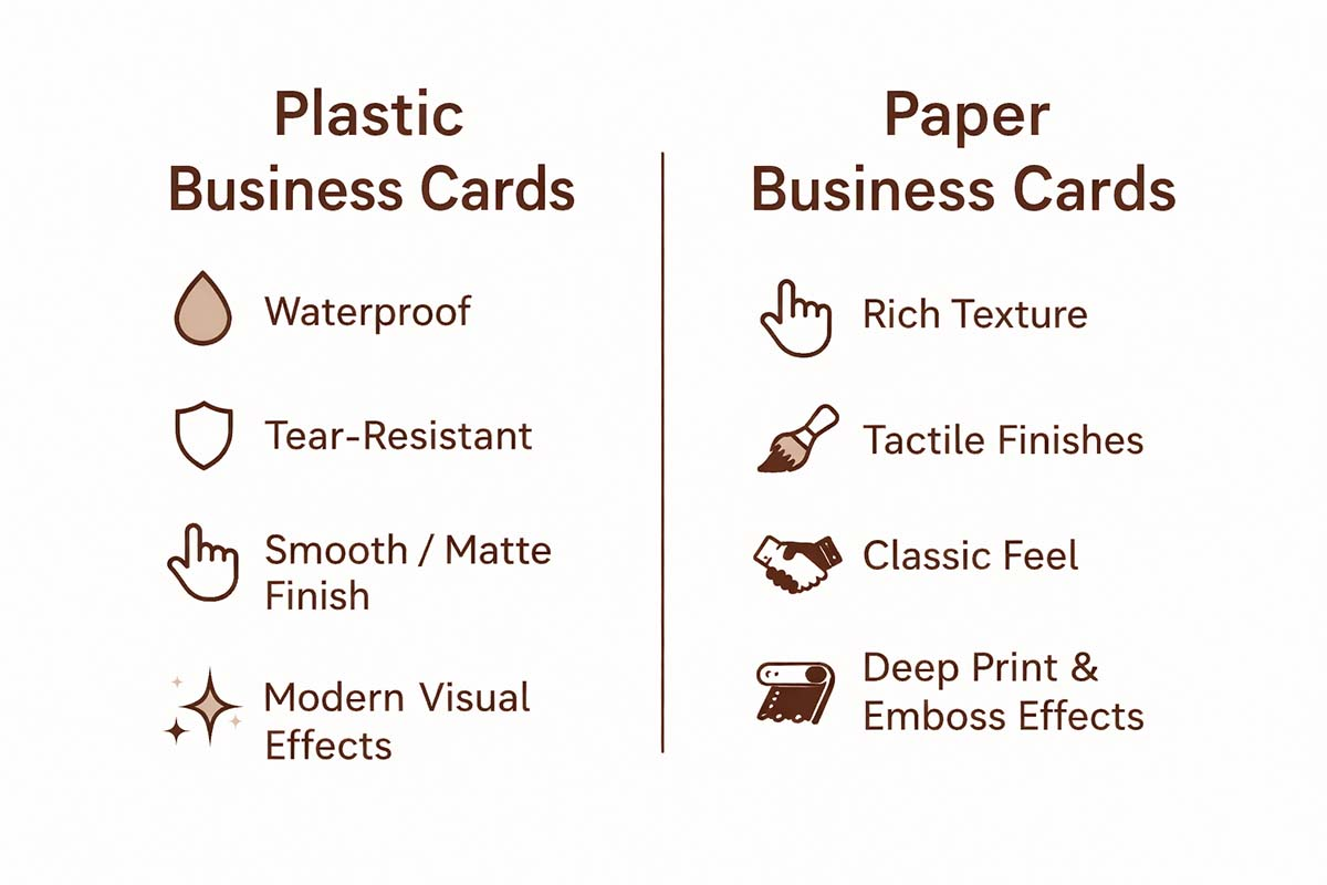 Infographic compares plastic and paper business cards