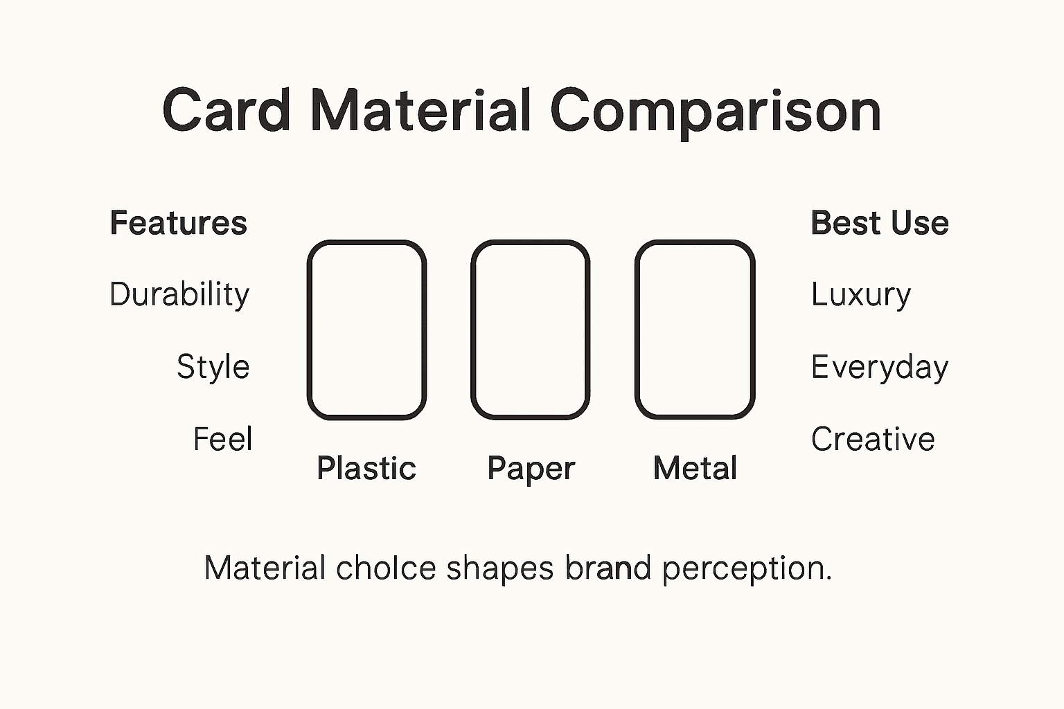 Infographic comparing business card materials