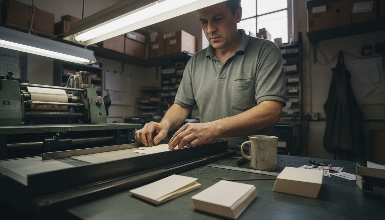 Business card printing process in shop
