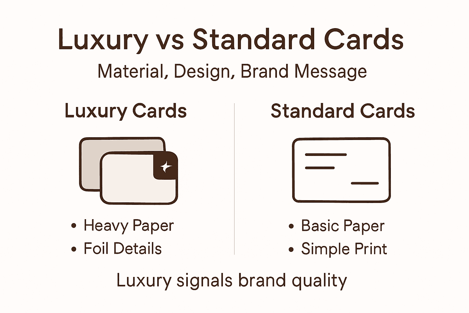 Infographic contrasting luxury and standard business cards