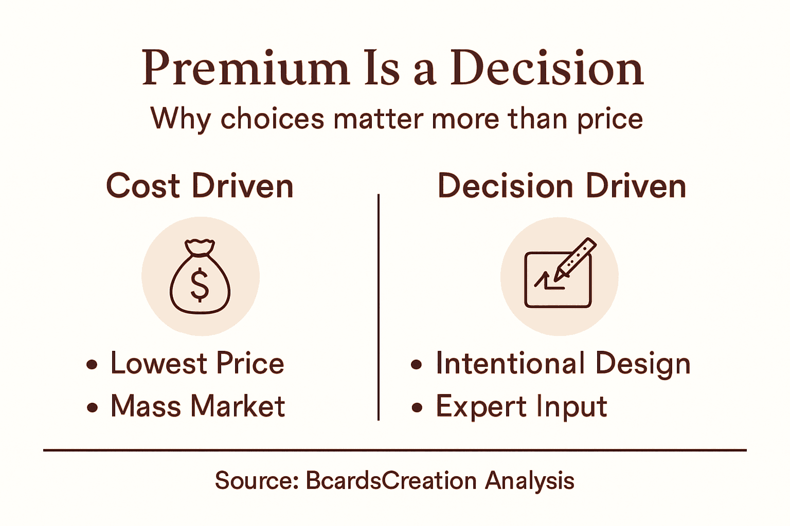 Infographic illustrating premium as design decision