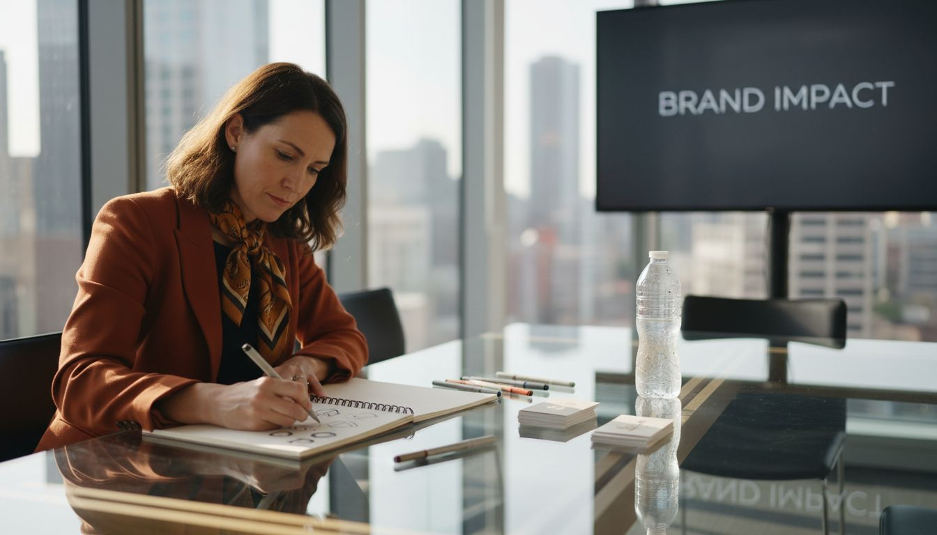 Brand strategist sketching business card ideas