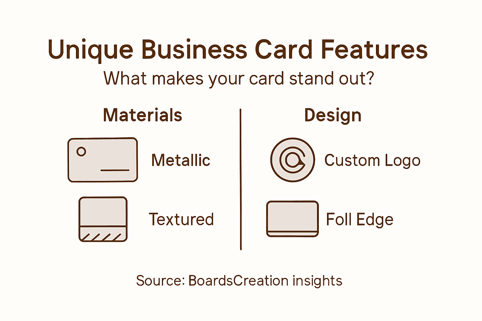 Infographic unique business card features summary