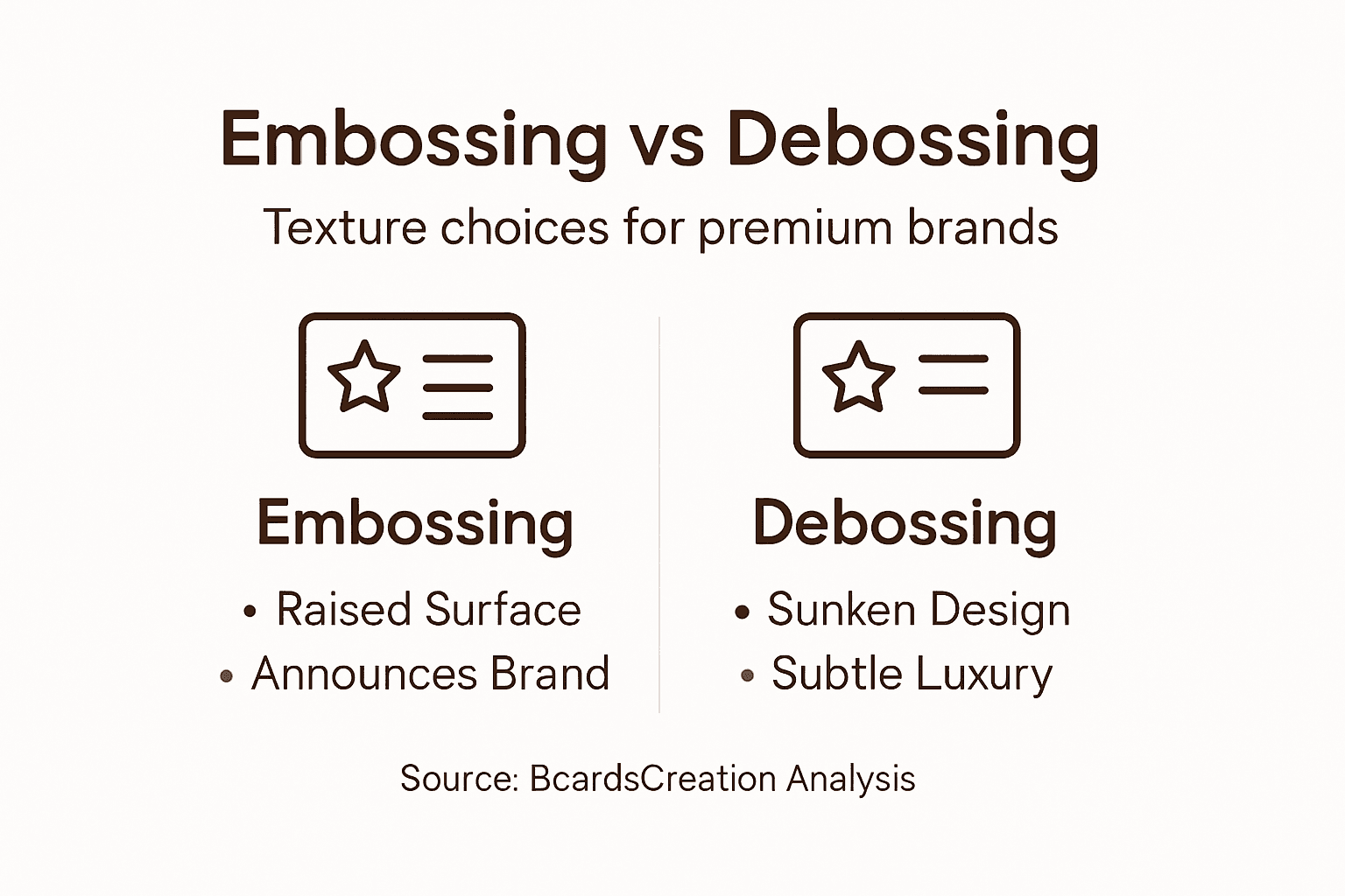 Infographic comparing embossing and debossing