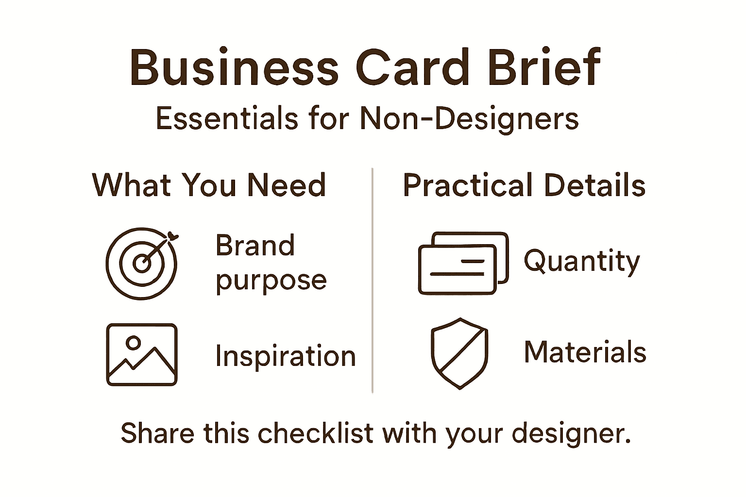 Infographic of business card briefing essentials