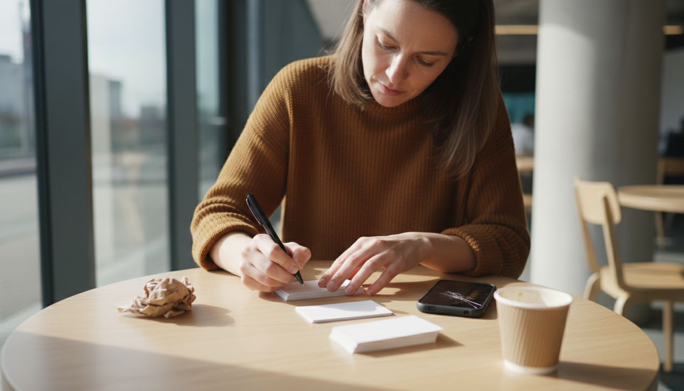 Entrepreneur updating affordable business cards