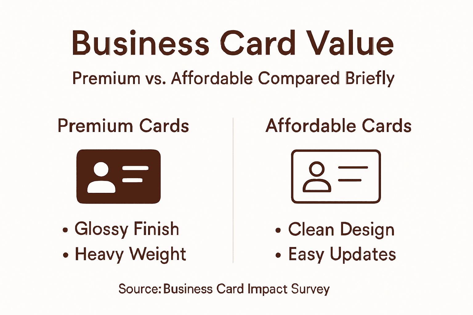 Infographic comparing premium and affordable business cards