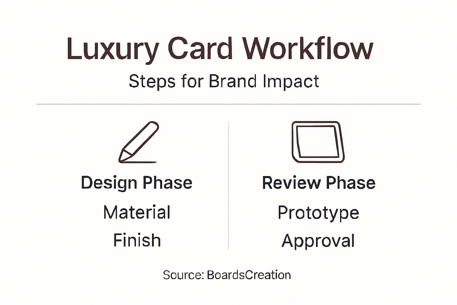 Infographic showing luxury card workflow steps