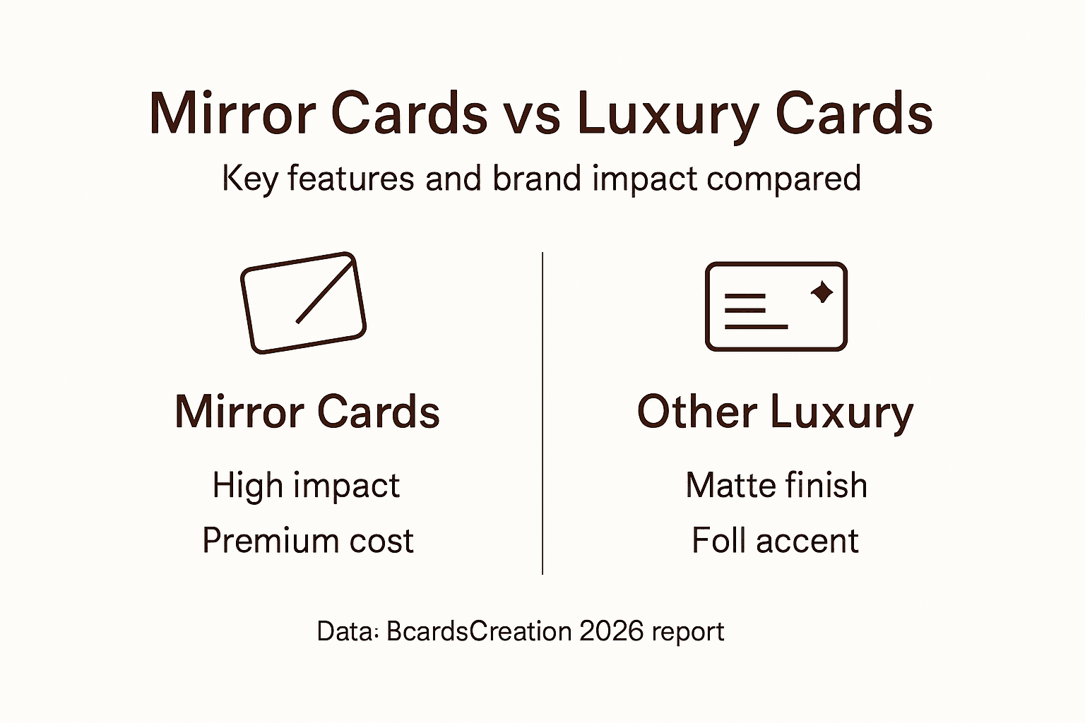 Infographic comparing mirror and luxury business cards