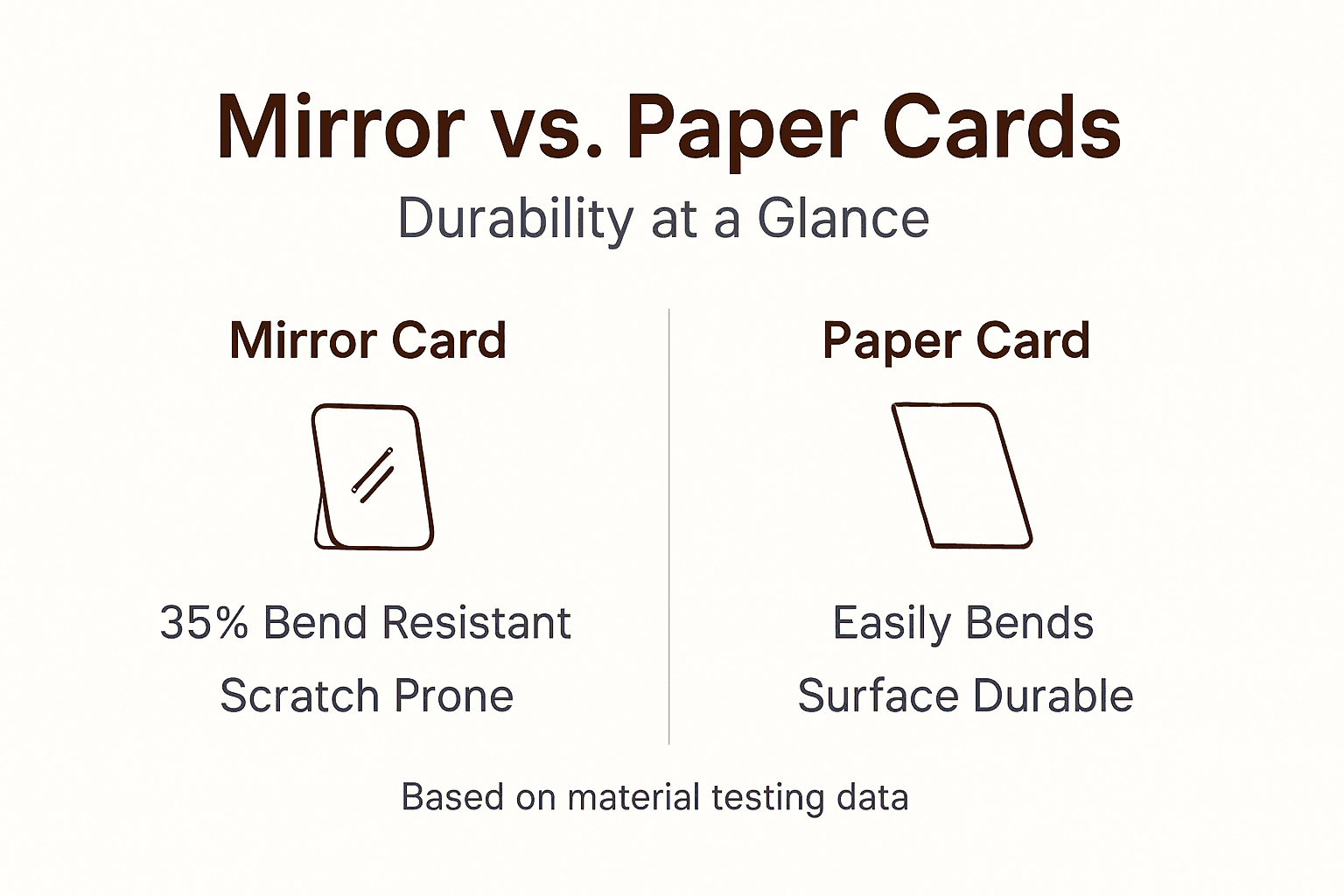 Infographic comparing mirror and paper card durability