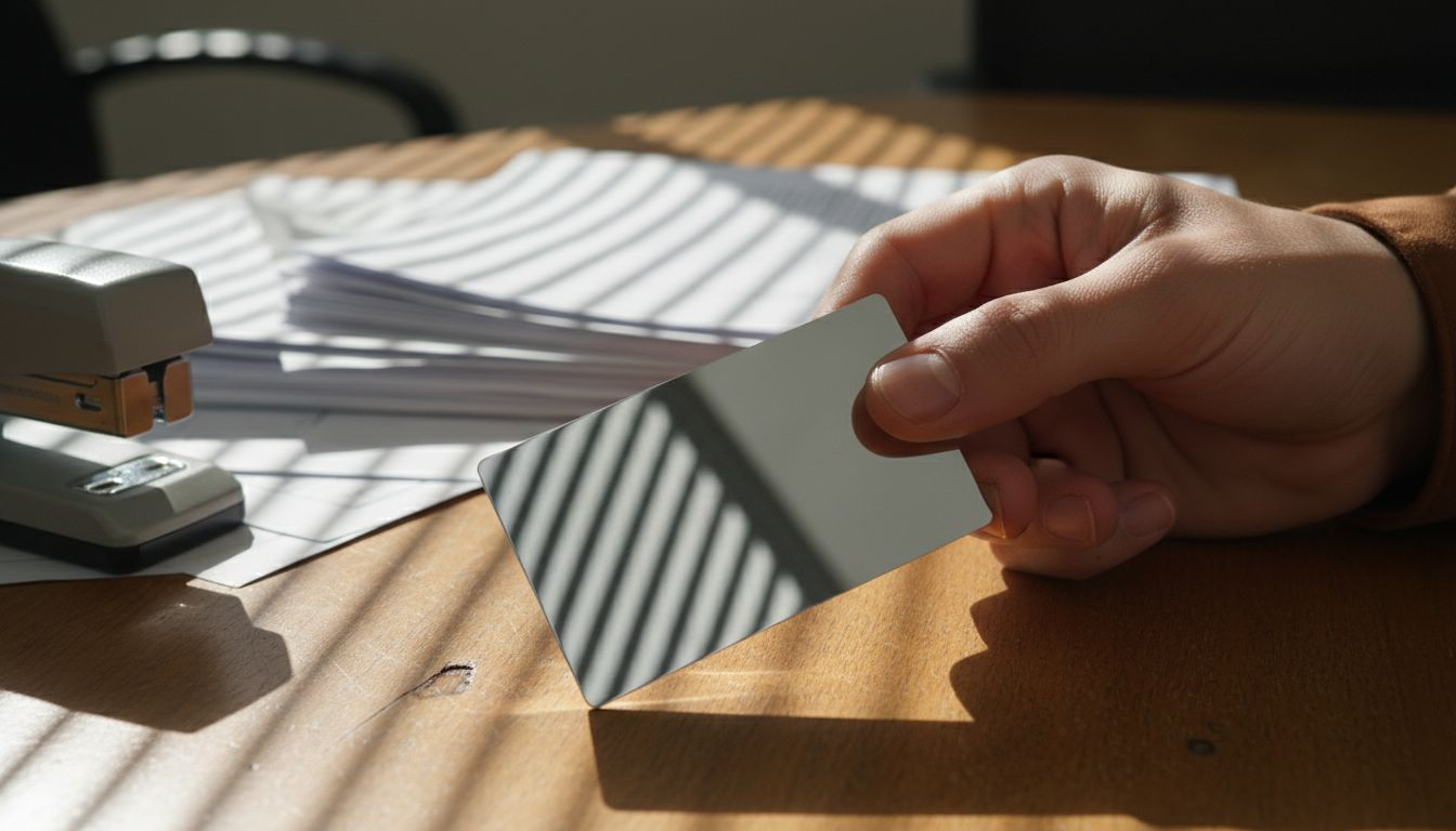 Hand demonstrating mirror finish card durability