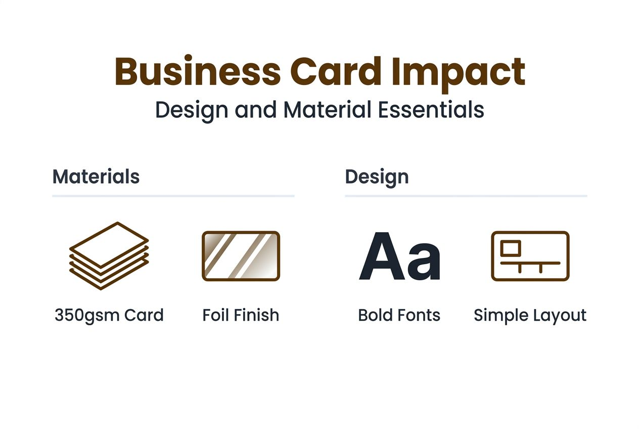 Infographic summarizing premium business card design essentials