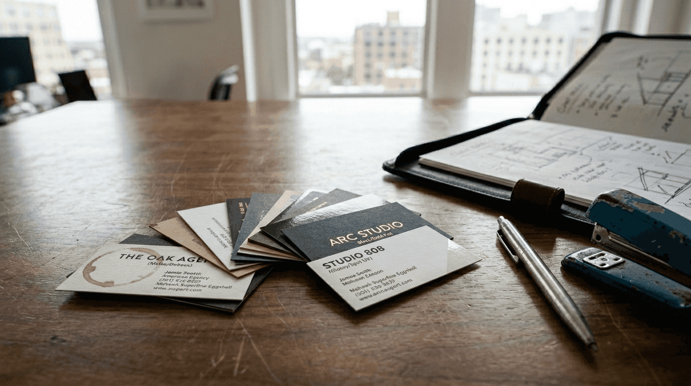 Premium business cards with various finishes