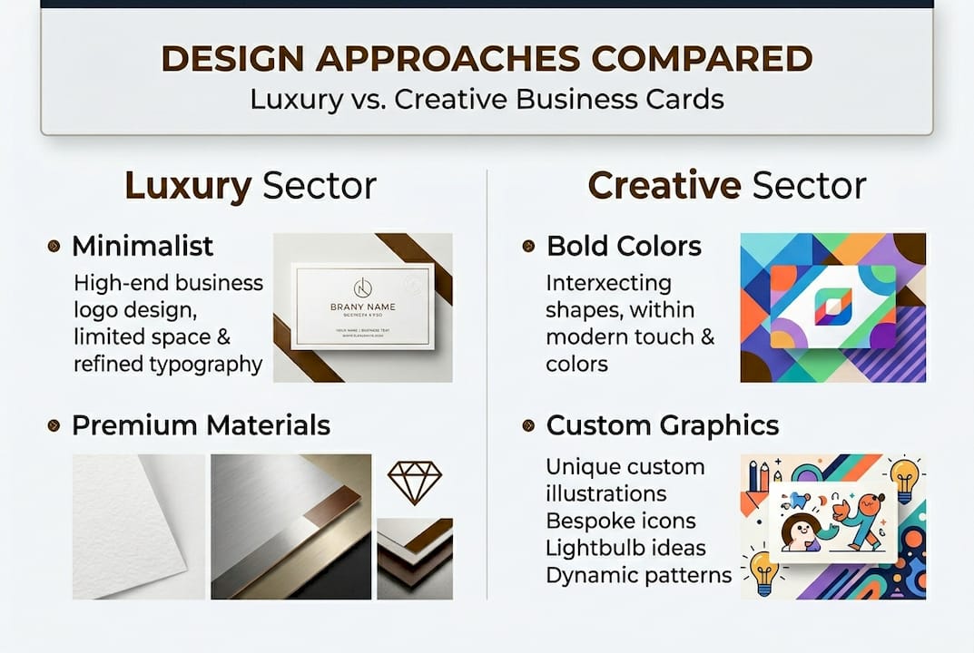 Infographic comparing luxury and creative card design
