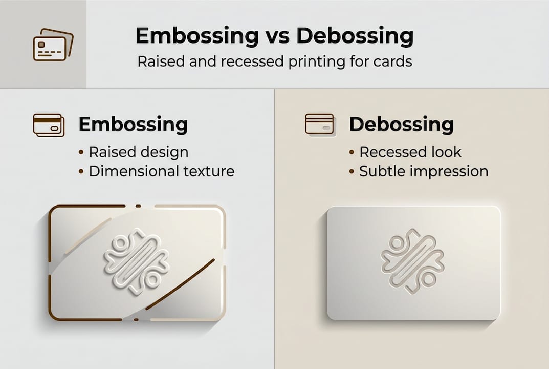 Infographic contrasting embossing and debossing techniques