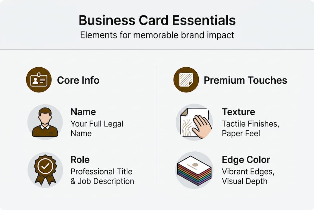 Infographic of business card core elements