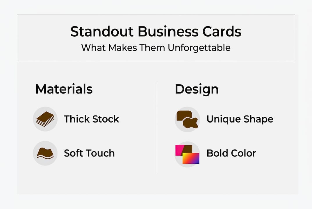 Infographic listing standout business card traits