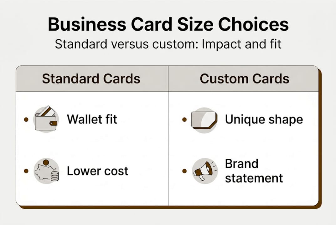 Infographic comparing standard and custom business cards