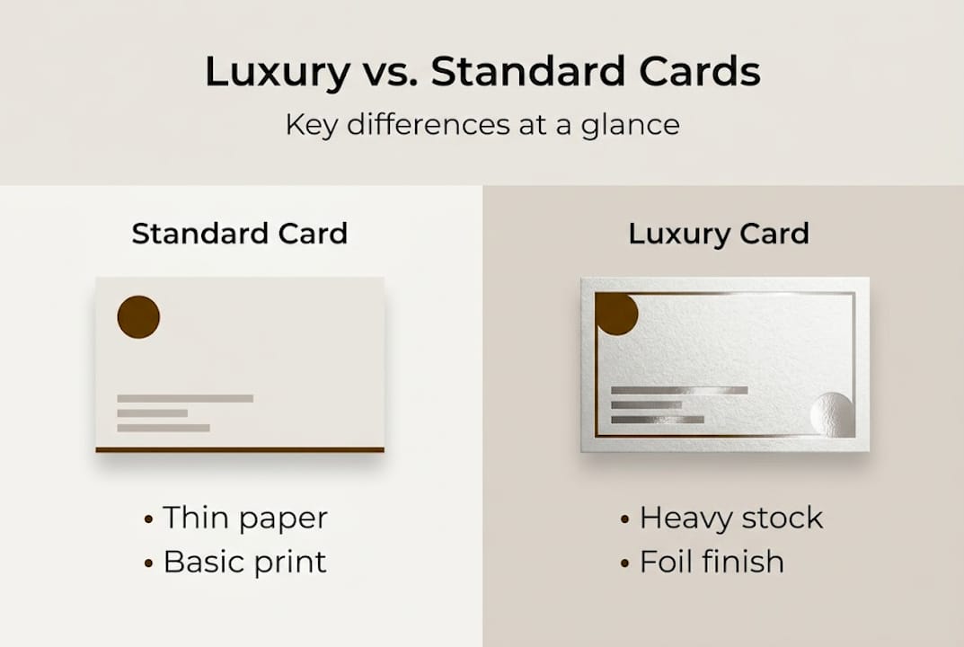 Infographic contrasting luxury versus standard cards