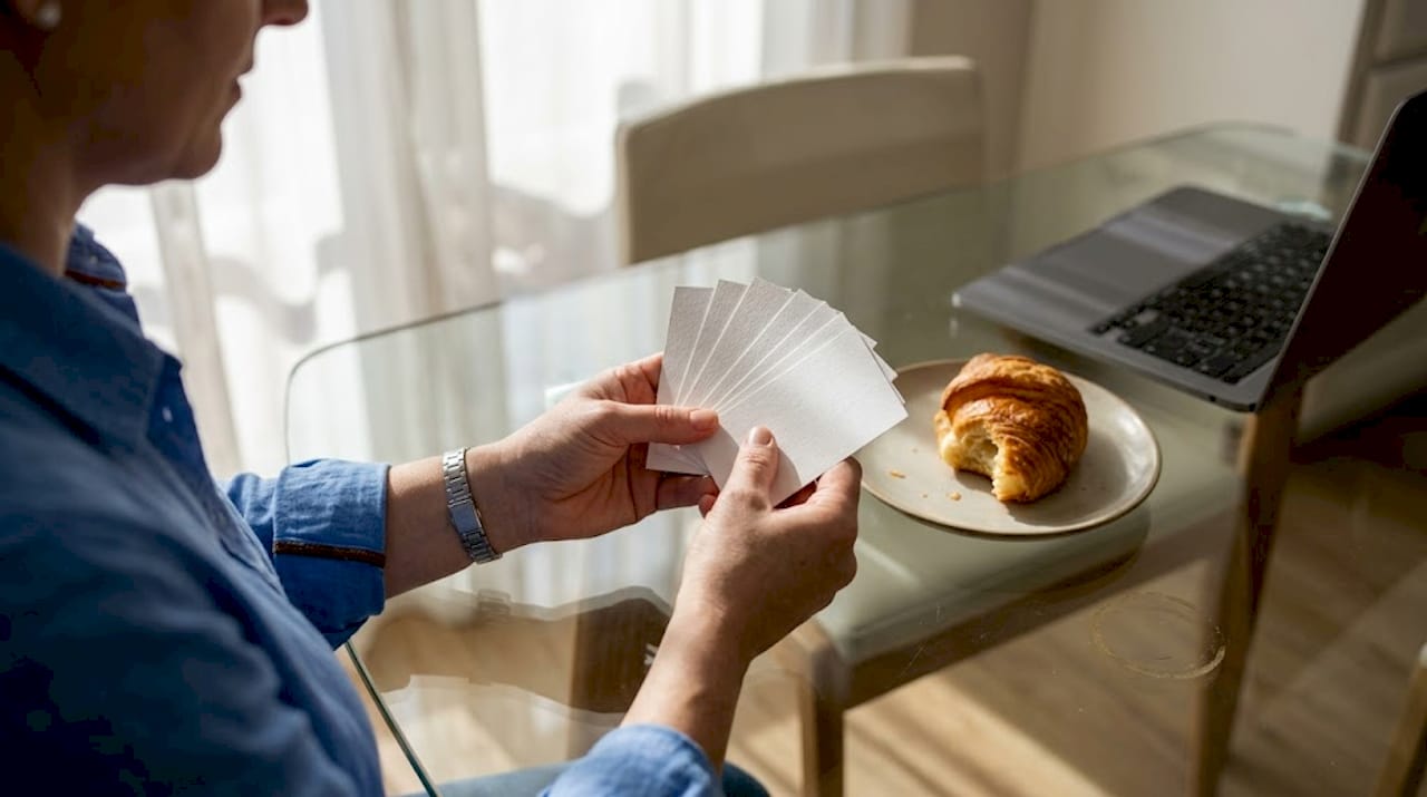 Owner inspecting digital printed business cards
