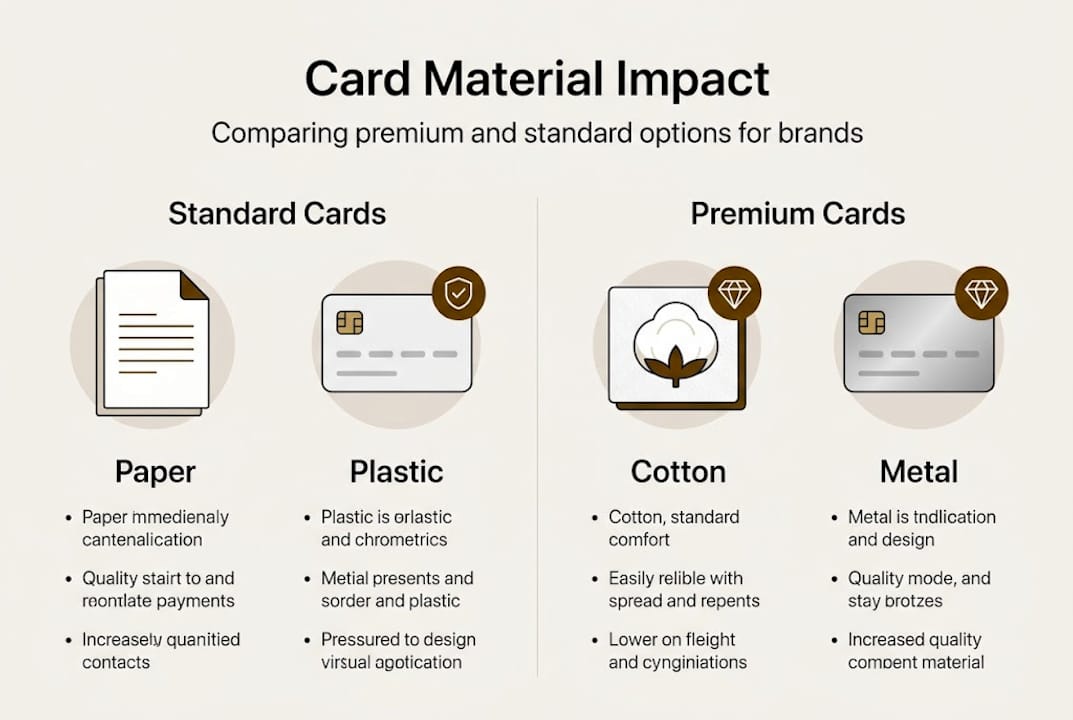 Infographic comparing standard and premium card materials