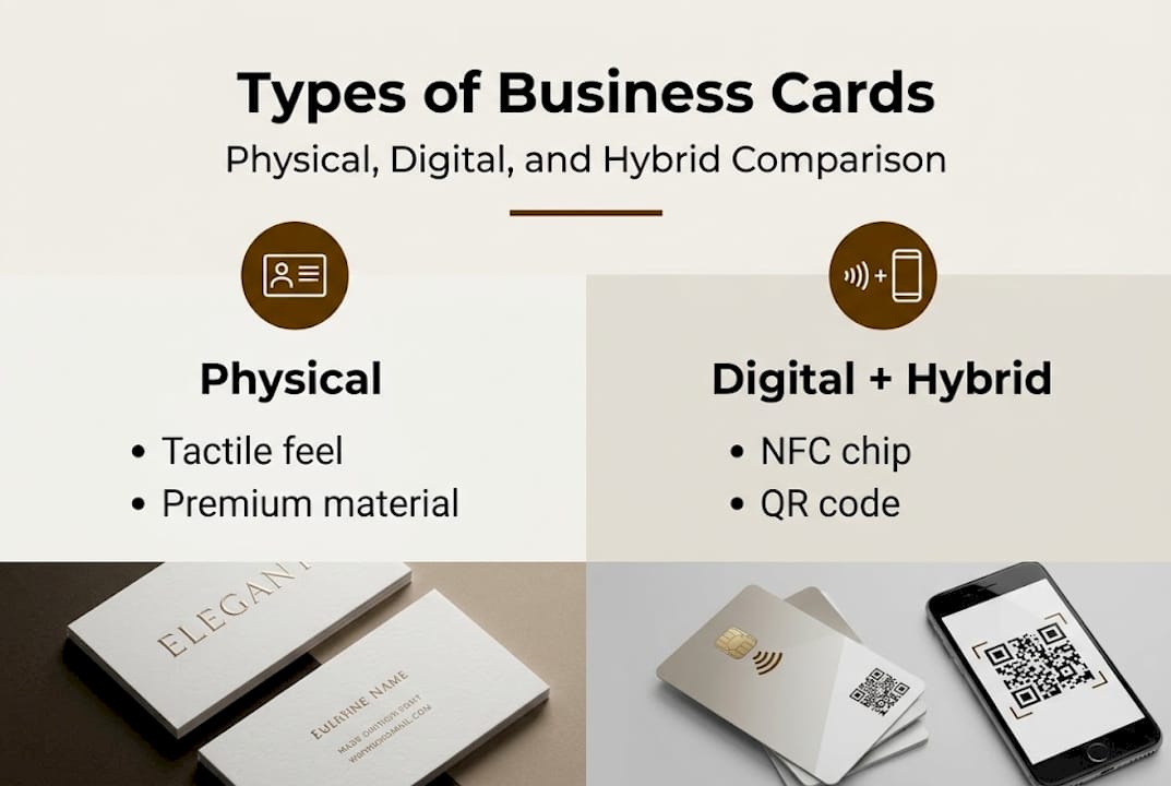 Infographic comparing physical and digital business cards