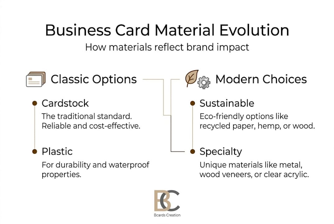 Infographic overview of business card material types