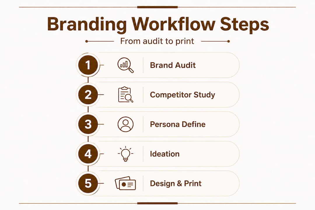 Infographic shows business card branding steps