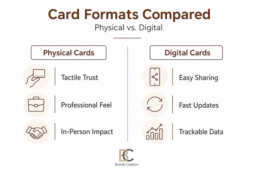 Infographic comparing physical and digital business cards