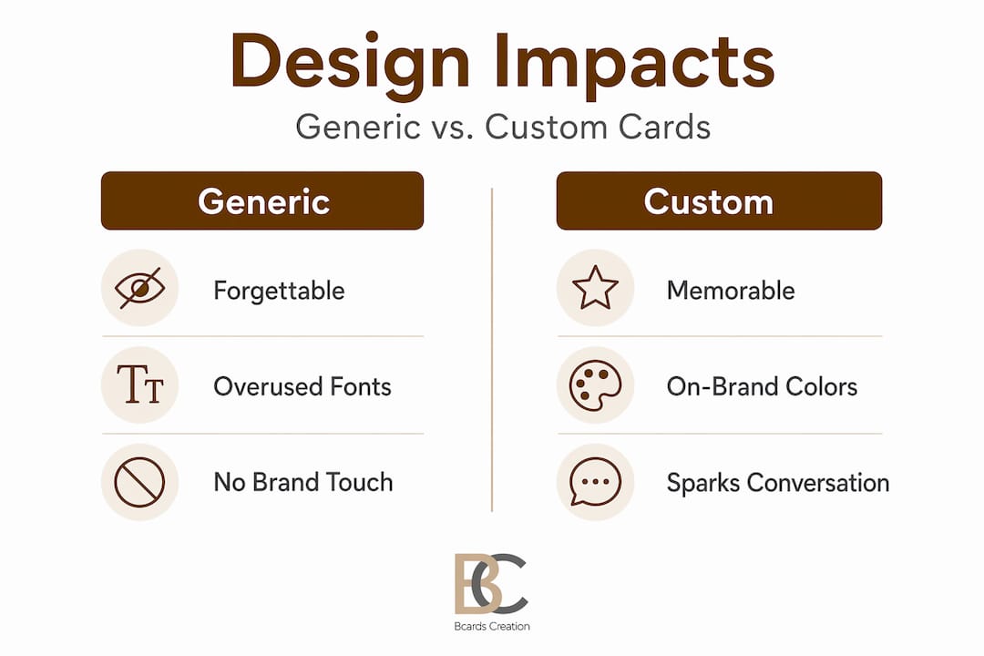 Infographic comparing generic and custom business card design