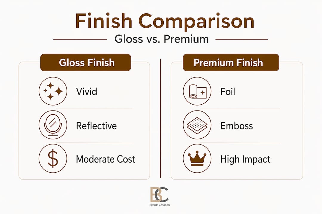 Infographic comparing gloss and premium finishes