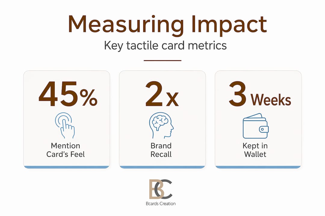 Infographic showing tactile card success metrics
