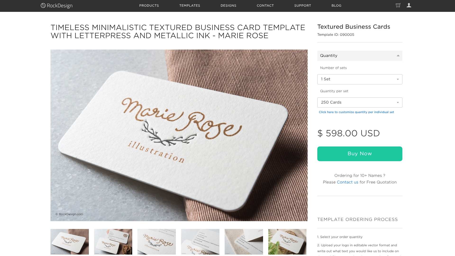 https://rockdesign.com/business-card-templates/timeless-minimalistic-textured-business-card-template-with-letterpress-and-metallic-ink-marie-rose